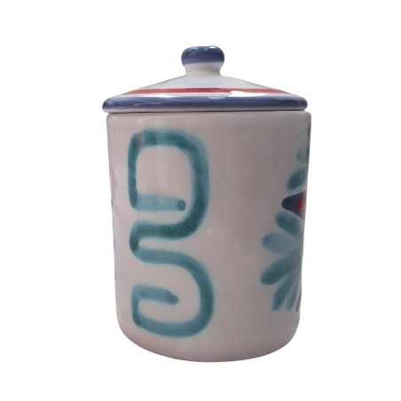 Handmade sicilian ceramic spices container with lid Salina de simone pottery Handmade sicilian ceramic spices container with lid Salina de simone pottery